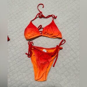 Wild fable red, orange ombre tie dye bikini size medium - NWOT